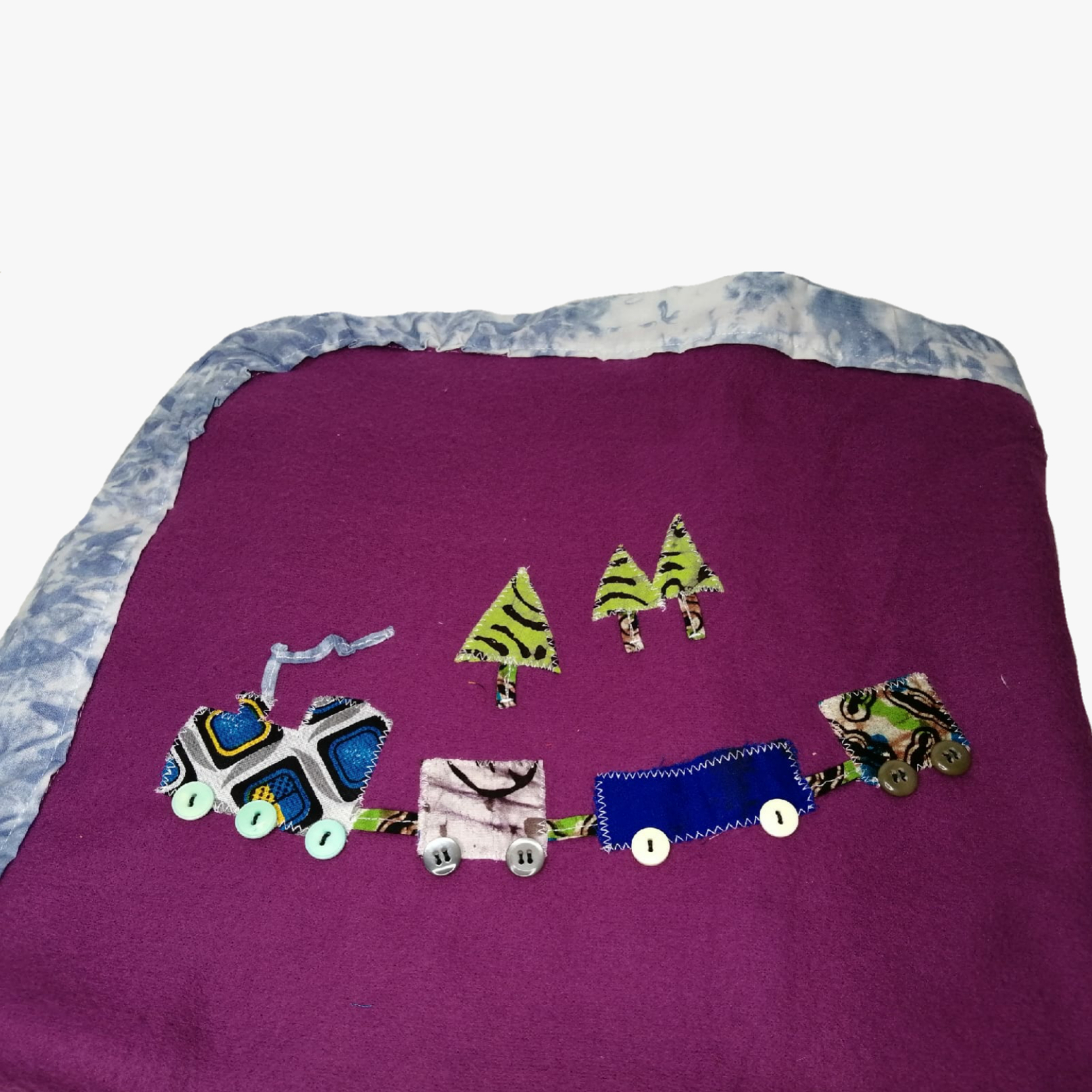 Copertina in pile con bordo kitenge (88x124 cm) - immagine 6