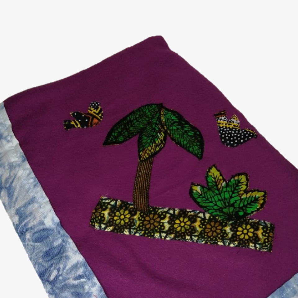 Copertina in pile con bordo kitenge (88x124 cm) - immagine 4